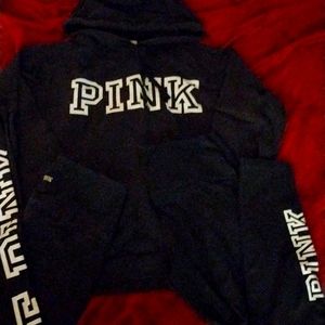 VS PINK pu logo hoodie & 2 pairs matching logo leggings